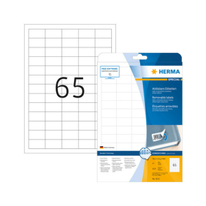 HERMA 38,1*21,2 mm-es Herma A4 íves etikett címke, fehér színű (25 ív/doboz)