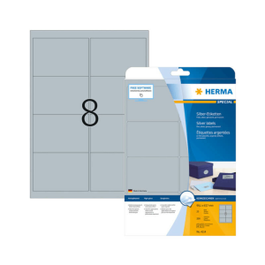 HERMA 99,1*67,7 mm-es Herma A4 íves etikett címke, ezüst színű (25 ív/doboz)