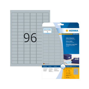 HERMA 30,5*16,9 mm-es Herma A4 íves etikett címke, ezüst színű (25 ív/doboz)
