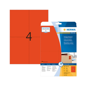 HERMA 105*148 mm-es Herma A4 íves etikett címke, piros színű (20 ív/doboz)