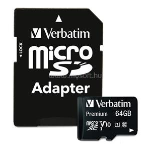 Verbatim MICRO SDXC CARD 64GB INCL ADAPTER R: 90MB/S W: 10MB/S (VERBATIM_44084)