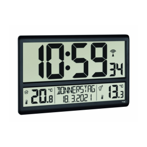 TFA Digitális rádiójel vezérelt óra óriás kijelzővel kül- és beltéri hőmérővel 60.4521.01