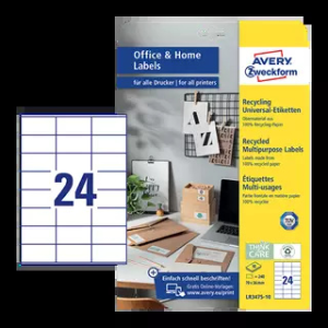 Avery zweckform 70 mm x 36 mm Papír Íves etikett címke Fehér ( 10 ív/doboz )