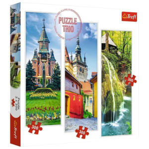 Trefl : Románia nevezetességei - 3 x 300 darabos puzzle