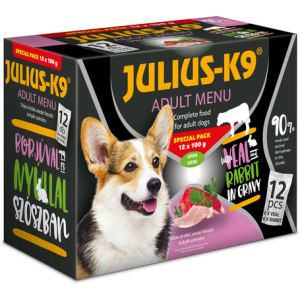  Julius-K9 Veal & Rabbit szószos falatok kutyáknak (2 x 6 x 100 g) 1.2 kg