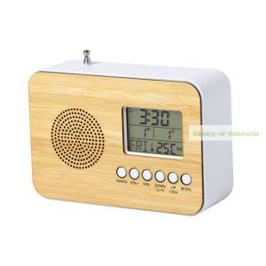  Bambusz asztali óra FM rádióval