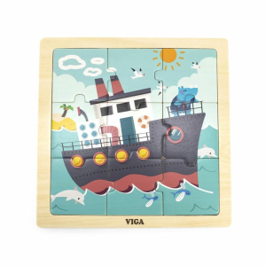 Viga Fa képes kirakó puzzle Viga 9 db Hajó