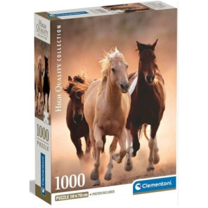 Clementoni Vágtázó lovak HQC 1000 db-os puzzle poszterrel – Clementoni