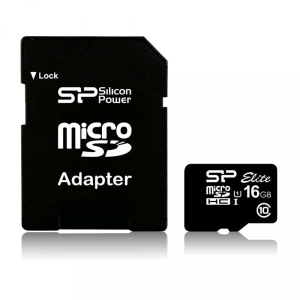 Silicon Power 16GB microSDHC Silicon Power Elite U1 + SD adapter (SP016GBSTHBU1V10-SP)