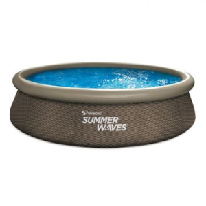 Polygroup Summer waves: felfújható peremű, rattan mintás medence papírszűrős vízforgatóval - 366 cm