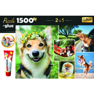 Trefl : kutyák puzzle - 1500 darabos + ragasztó