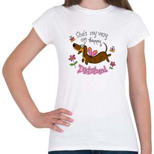 PRINTFASHION She's very happy dachshund - Női póló - Fehér