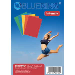 BLUERING Másolópapír, színes, vegyes színek A4, 80g. Bluering® 5x20 ív/csomag, intenzív színes