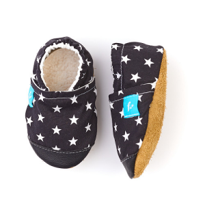 Manubaba Első lépés cipő - puhatalpú kiscipő - Fekete csillagok