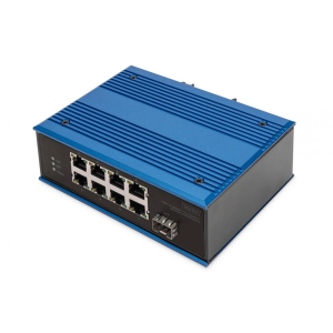 Digitus DN-651132 8-Port 10/100Base-TX to 100Base-FX Industrial Ethernet Switch Blue