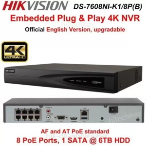  Hikvision NVR DS-7608NI-K1-8P, 8 IP csatorna, Ultra HD 4K felbontás &#8211; 8 POE port (DS-7608NI-K1-8P)