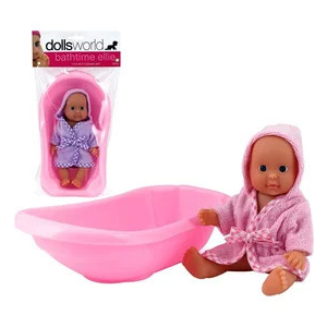  Ellie fürdethető baba káddal - 18 cm, többféle