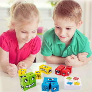  Színes, arcváltó kocka Puzzle társasjáték gyerekeknek, 2-4 játékos részére
