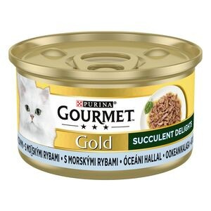Nestlé GOURMET GOLD Succulent Delights Óceáni hallal nedves macskaeledel 85g