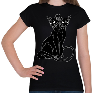 PRINTFASHION Két fejű cica - Női póló - Fekete