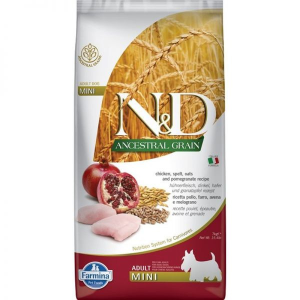 Farmina N&amp;D Ancestral Grain Dog Adult Mini Chicken - csirke, tönköly, zab&amp;gránátalma 7 kg