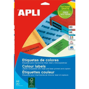 APLI 210x297 mm etikett, zöld 20 darab (LCA1602)