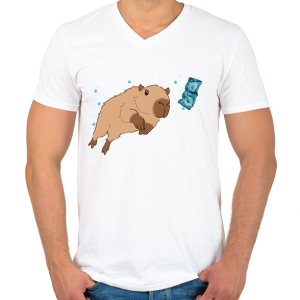 PRINTFASHION Nirvana capybara - Férfi V-nyakú póló - Fehér