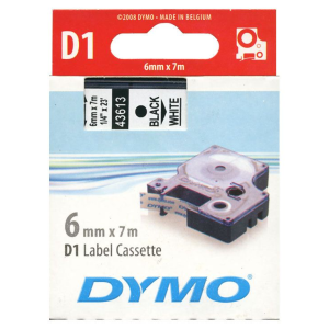 DYMO "D1" Feliratozógép kazetta 6 mm x 7 m fekete-fehér (S0720780) (GD43613)