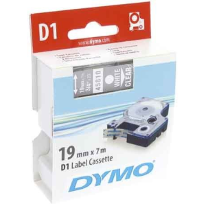 DYMO "D1" Feliratozógép szalag 19 mm x 7 m fehér-víztiszta (45810) (45810)