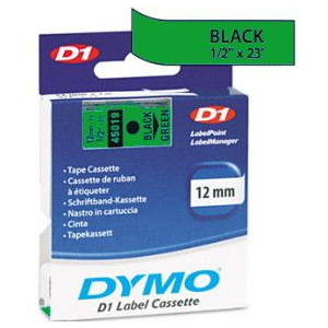 DYMO "D1" Feliratozógép szalag 12 mm x 7 m fekete-zöld (GD45019) (GD45019) - Címkeszalagok és újratöltő tekercsek