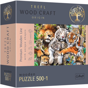 Trefl 501 db-os Wood Craft Prémium Fa Puzzle - A dzsungel vadmacskái (20152)
