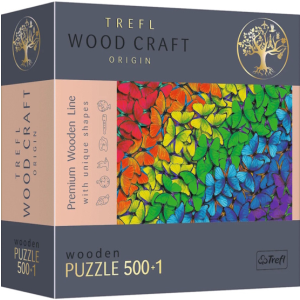 Trefl 501 db-os Wood Craft Prémium Fa Puzzle - Szivárvány pillangók (20159)