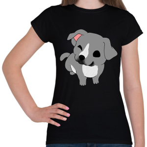 PRINTFASHION Amstaff/pitbull kutyus (szürke) - Női póló - Fekete