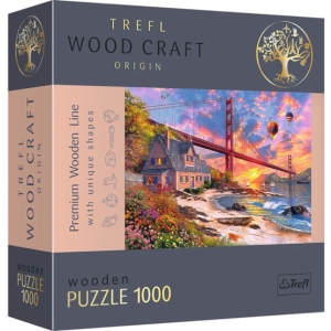 Trefl 1000 db-os Wood Craft Prémium Fa Puzzle - Golden Gate híd (20164)