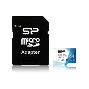Silicon Power Card micro sdxc silicon power superior pro 64gb - c10,uhs-i u3, a1, v30 sp064gbstxdu3v20ab