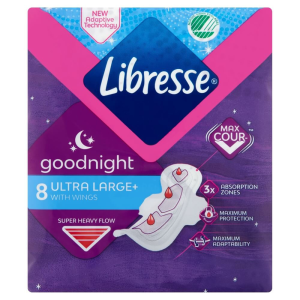 Libresse Ultra Large+ Goodnight szárnyas éjszakai egészségügyi betét 8 db