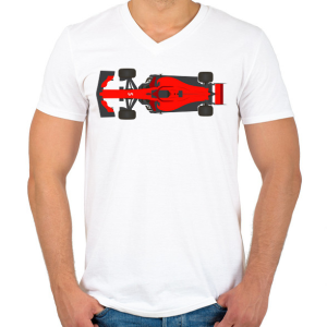 PRINTFASHION F1 Ferrari - Férfi V-nyakú póló - Fehér