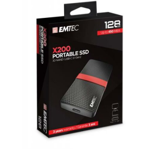 Emtec SSD (külső memória), 128GB, USB 3.2, 420/450 MB/s, EMTEC "X200"