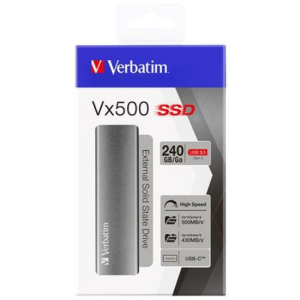 Verbatim SSD (külső memória), 240 GB, USB 3.1, VERBATIM "Vx500", szürke