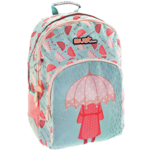 Luna Must: Esernyős három rekeszes iskolatáska, hátizsák 33×16×45 cm