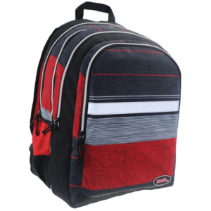 Luna Must: Piros-Fekete 2 az 1-ben négyrekeszes iskolatáska, hátizsák 47×25×33 cm