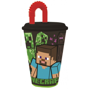 KORREKT WEB Minecraft Steve&#039;s Journey Szívószálas pohár, műanyag 430 ml