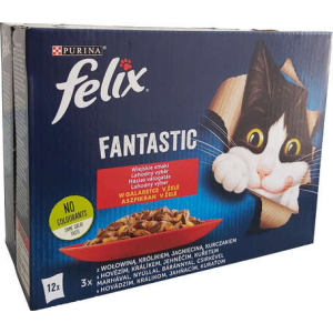 FELIX Fantastic alutasakos macskaeledel – Házias válogatás aszpikban – Multipack (1 karton | 12 x...