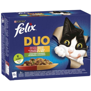  Felix Fantastic Duo alutasakos macskaeledel - Házias válogatás zöldséggel aszpikban - Multipack (1 karton | 12 x 85 g) 1020 g