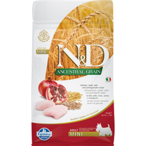 N/A N&D Dog Ancestral Grain csirke, tönköly, zab&gránátalma adult mini 800g (LPHT-PND0080051)