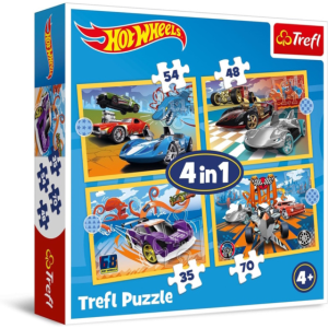 Trefl 4 az 1-ben puzzle (35,48,54,70 db-os) - Hot wheels (34627)