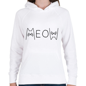 PRINTFASHION Meow - Női kapucnis pulóver - Fehér