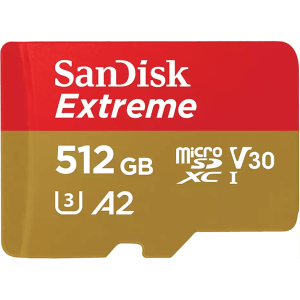 Sandisk MicroSD Extreme kártya 512 GB, 190/130 MB/s, A2, C10, V30, UHS-I, U3, SDSQXAV-512G-GN6MA (121589)