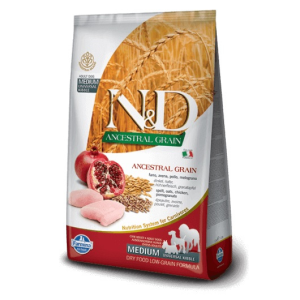  N&D Dog Ancestral Grain csirke, tönköly, zab&gránátalma adult medium&maxi – 2,5 kg