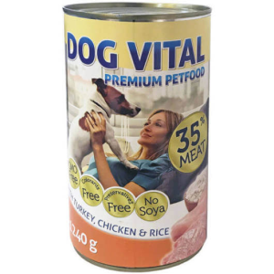  Dog Vital konzerv turkey, chicken & rice – 1240 g